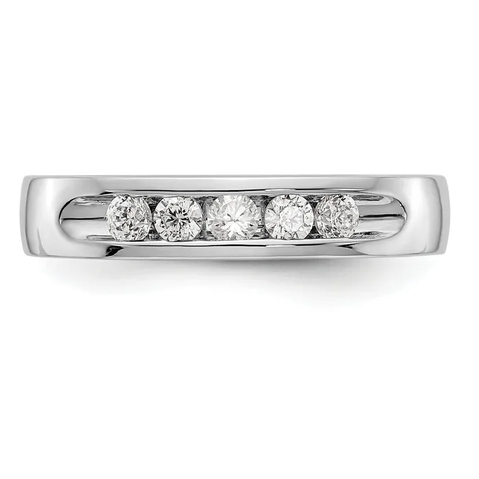 Goldia Rings 026ct CZ Solid Real 14K White Gold 524mm Stone Channel Wedding Band Ring