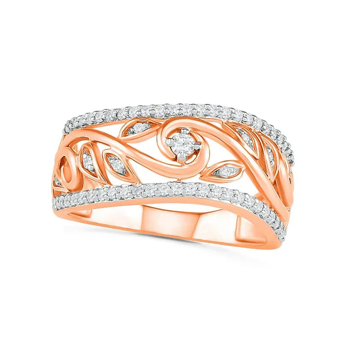 Goldia Rings 033 CT TW Natural Diamond Vine Ring in Solid 10K Rose Gold Goldia Rings 033 CT TW Natural Diamond Vine Ring in Solid 10K Rose Gold