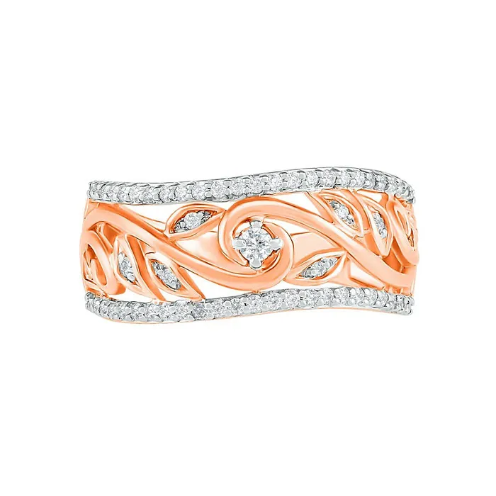 Goldia Rings 033 CT TW Natural Diamond Vine Ring in Solid 10K Rose Gold Goldia Rings 033 CT TW Natural Diamond Vine Ring in Solid 10K Rose Gold
