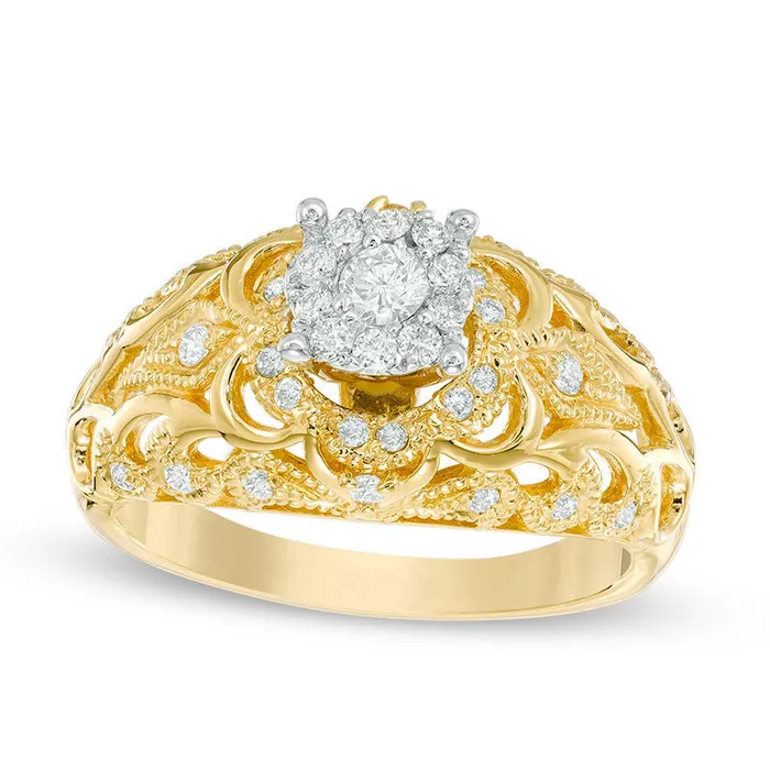 Goldia Rings 038 CT TW Natural Diamond Frame Filigree Engagement Ring in Solid 14K Gold Goldia Rings 038 CT TW Natural Diamond Frame Filigree Engagement Ring in Solid 14K Gold
