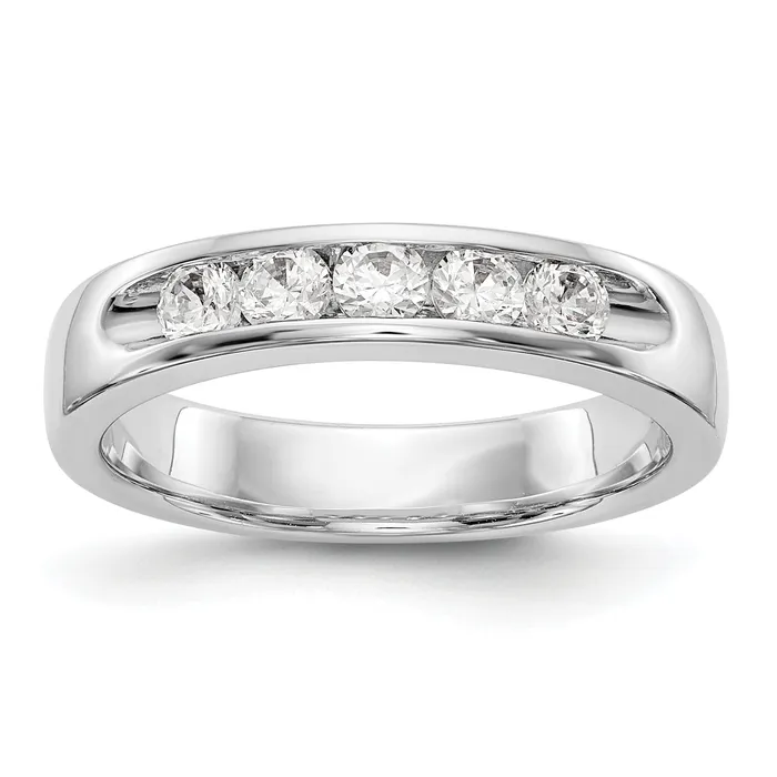 Goldia Rings 047ct CZ Solid Real 14K White Gold 5Stone Channel Wedding Band Ring Goldia Rings 047ct CZ Solid Real 14K White Gold 5Stone Channel Wedding Band Ring