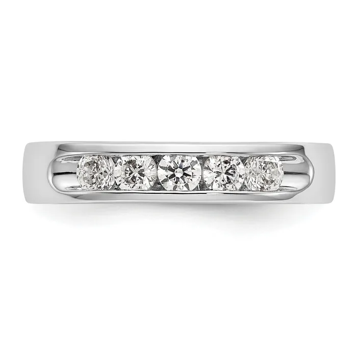 Goldia Rings 047ct CZ Solid Real 14K White Gold 5Stone Channel Wedding Band Ring