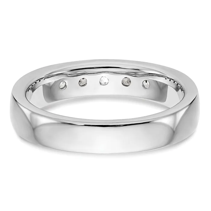 Goldia Rings 047ct CZ Solid Real 14K White Gold 5Stone Channel Wedding Band Ring