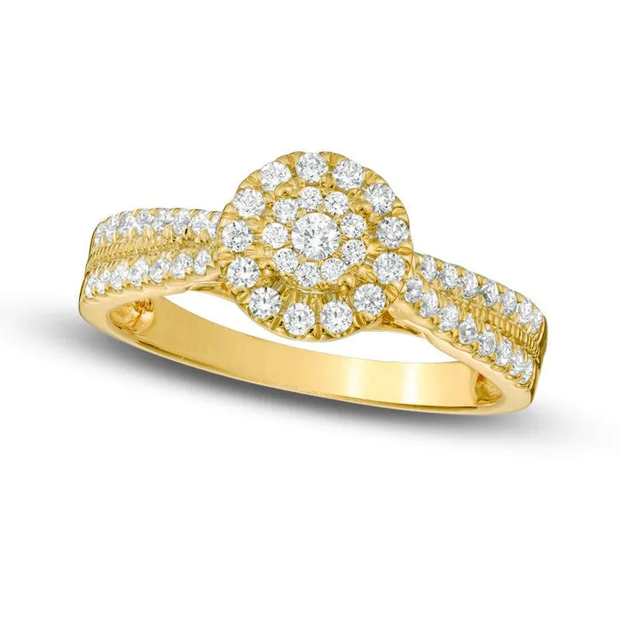 Goldia Rings 050 CT TW Composite Natural Diamond Frame Engagement Ring in Solid 10K Yellow Gold Goldia Rings 050 CT TW Composite Natural Diamond Frame Engagement Ring in Solid 10K Yellow Gold