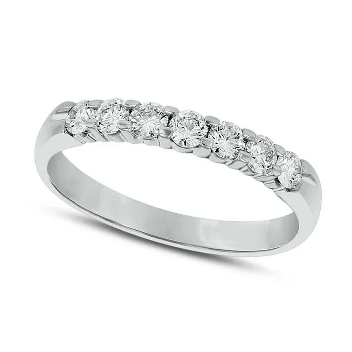 Goldia Rings 050 CT TW Natural Diamond Seven Stone Anniversary Band in Solid 14K White Gold Goldia Rings 050 CT TW Natural Diamond Seven Stone Anniversary Band in Solid 14K White Gold