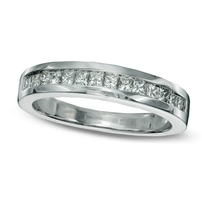 Goldia Rings 050 CT TW PrincessCut Natural Diamond Wedding Band in Solid 14K White Gold Goldia Rings 050 CT TW PrincessCut Natural Diamond Wedding Band in Solid 14K White Gold