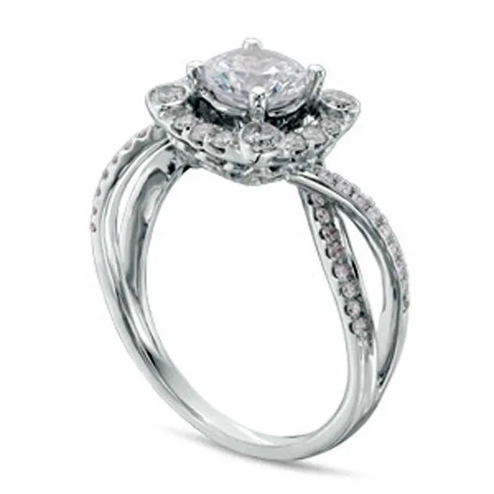 Goldia Rings 075 CT TW Natural Diamond Cushion Frame Twist Shank Engagement Ring in Solid 14K White Gold Goldia Rings 075 CT TW Natural Diamond Cushion Frame Twist Shank Engagement Ring in Solid 14K White Gold