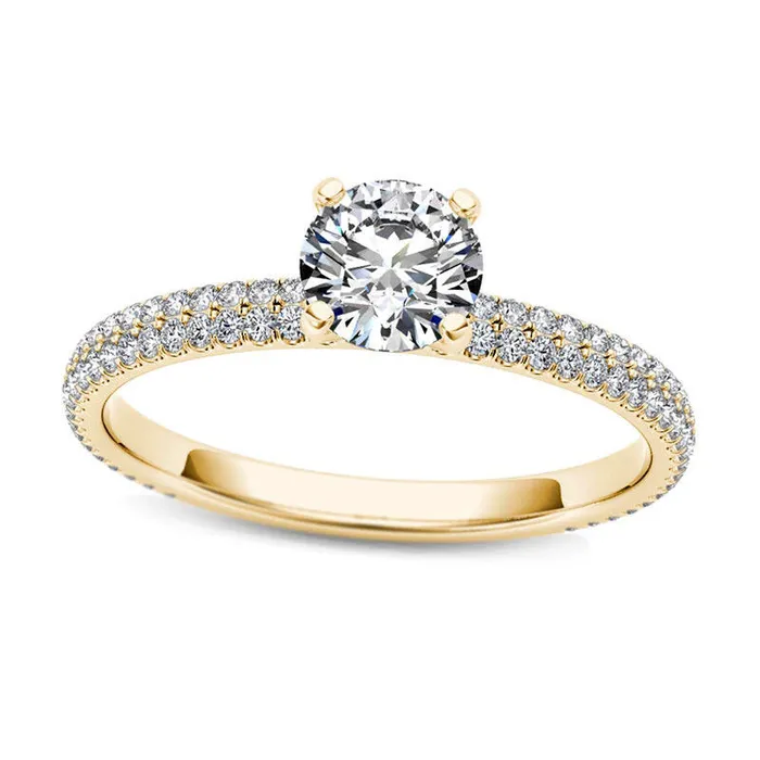 Goldia Rings 075 CT TW Natural Diamond Double Row Engagement Ring in Solid 14K Gold Goldia Rings 075 CT TW Natural Diamond Double Row Engagement Ring in Solid 14K Gold