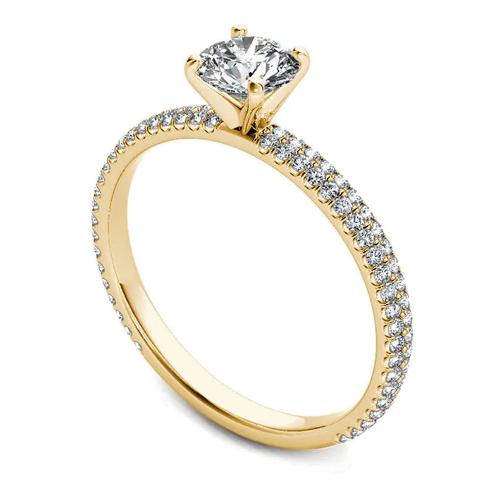 Goldia Rings 075 CT TW Natural Diamond Double Row Engagement Ring in Solid 14K Gold Goldia Rings 075 CT TW Natural Diamond Double Row Engagement Ring in Solid 14K Gold