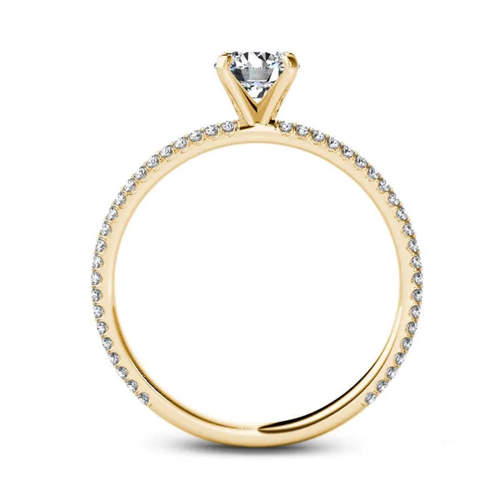 Goldia Rings 075 CT TW Natural Diamond Double Row Engagement Ring in Solid 14K Gold Goldia Rings 075 CT TW Natural Diamond Double Row Engagement Ring in Solid 14K Gold