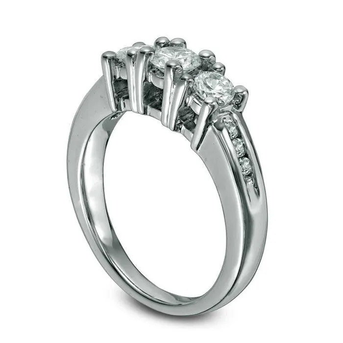 Goldia Rings 075 CT TW Natural Diamond Three Stone Ring in Solid 10K White Gold Goldia Rings 075 CT TW Natural Diamond Three Stone Ring in Solid 10K White Gold