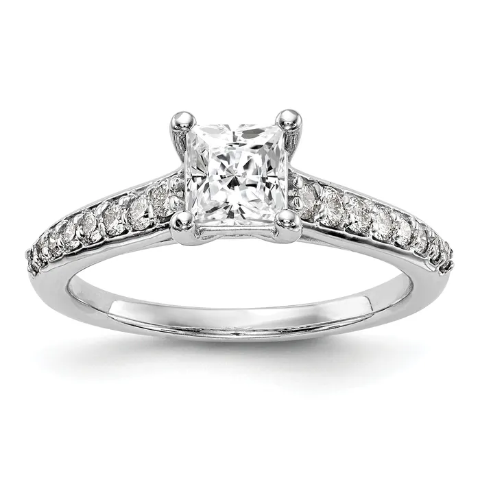 Goldia Rings 075ct CZ Solid Real 14K White Gold Engagement Ring