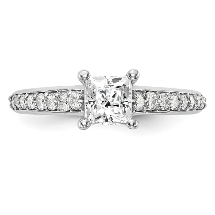 Goldia Rings 075ct CZ Solid Real 14K White Gold Engagement Ring