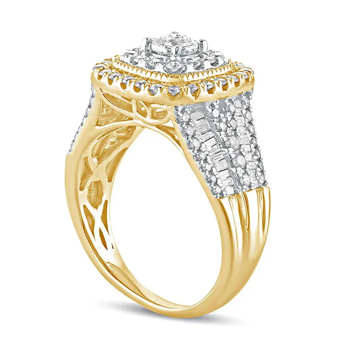 Goldia Rings 10 CT TW Natural Diamond Cushion Frame Antique VintageStyle Engagement Ring in Solid 10K Yellow Gold Goldia Rings 10 CT TW Natural Diamond Cushion Frame Antique VintageStyle Engagement Ring in Solid 10K Yellow Gold