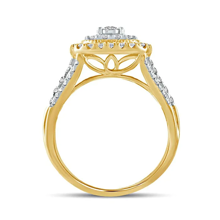 Goldia Rings 10 CT TW Natural Diamond Cushion Frame Antique VintageStyle Engagement Ring in Solid 10K Yellow Gold Goldia Rings 10 CT TW Natural Diamond Cushion Frame Antique VintageStyle Engagement Ring in Solid 10K Yellow Gold