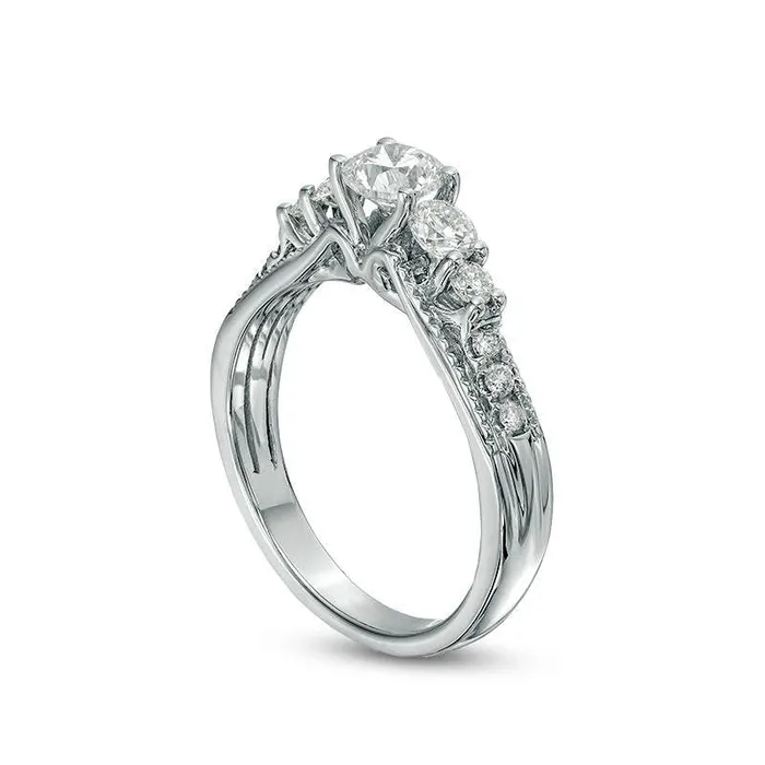 Goldia Rings 10 CT TW Natural Diamond Five Stone Antique VintageStyle Engagement Ring in Solid 10K White Gold Goldia Rings 10 CT TW Natural Diamond Five Stone Antique VintageStyle Engagement Ring in Solid 10K White Gold