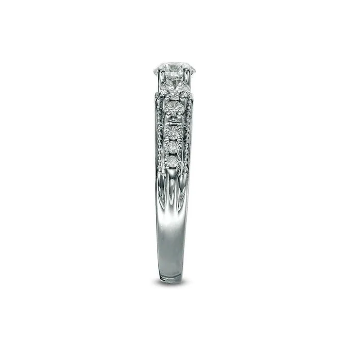 Goldia Rings 10 CT TW Natural Diamond Five Stone Antique VintageStyle Engagement Ring in Solid 10K White Gold Goldia Rings 10 CT TW Natural Diamond Five Stone Antique VintageStyle Engagement Ring in Solid 10K White Gold
