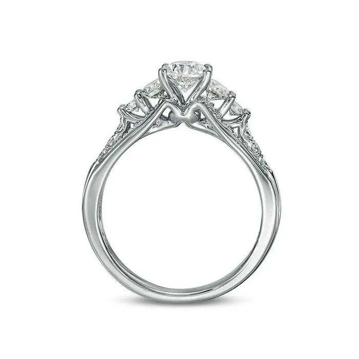 Goldia Rings 10 CT TW Natural Diamond Five Stone Antique VintageStyle Engagement Ring in Solid 10K White Gold Goldia Rings 10 CT TW Natural Diamond Five Stone Antique VintageStyle Engagement Ring in Solid 10K White Gold