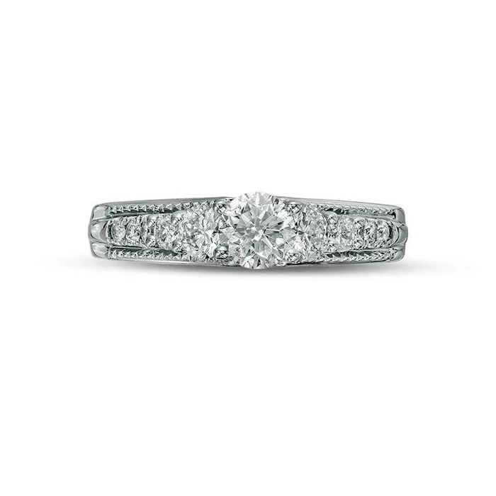 Goldia Rings 10 CT TW Natural Diamond Five Stone Antique VintageStyle Engagement Ring in Solid 10K White Gold Goldia Rings 10 CT TW Natural Diamond Five Stone Antique VintageStyle Engagement Ring in Solid 10K White Gold