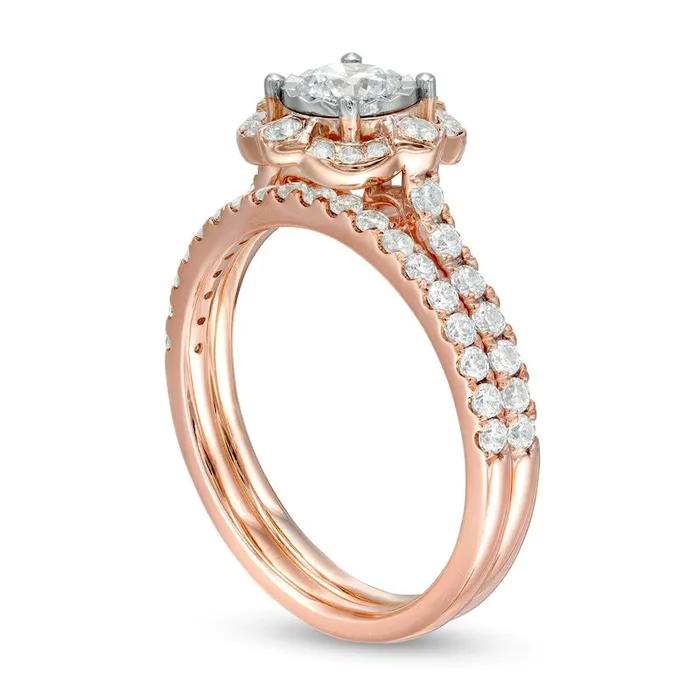 Goldia Rings 10 CT TW Natural Diamond Ornate Frame Antique VintageStyle Bridal Engagement Ring Set in Solid 10K Rose Gold Goldia Rings 10 CT TW Natural Diamond Ornate Frame Antique VintageStyle Bridal Engagement Ring Set in Solid 10K Rose Gold