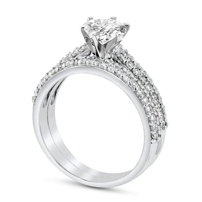 Goldia Rings 10 CT TW Oval Natural Diamond Bridal Engagement Ring Set in Solid 14K White Gold JSI2 Goldia Rings 10 CT TW Oval Natural Diamond Bridal Engagement Ring Set in Solid 14K White Gold JSI2