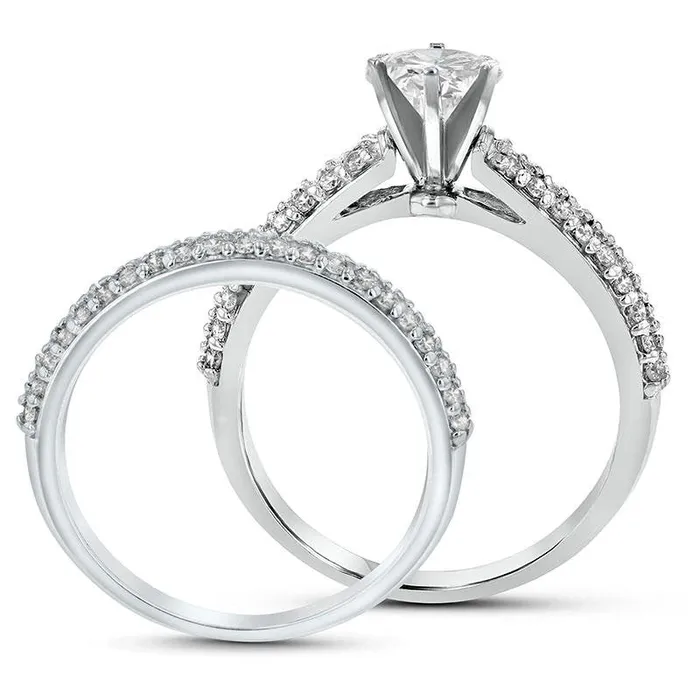 Goldia Rings 10 CT TW Oval Natural Diamond Bridal Engagement Ring Set in Solid 14K White Gold JSI2 Goldia Rings 10 CT TW Oval Natural Diamond Bridal Engagement Ring Set in Solid 14K White Gold JSI2