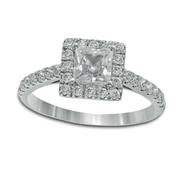 Goldia Rings 10 CT TW PrincessCut Natural Diamond Frame Engagement Ring in Solid 14K White Gold Goldia Rings 10 CT TW PrincessCut Natural Diamond Frame Engagement Ring in Solid 14K White Gold