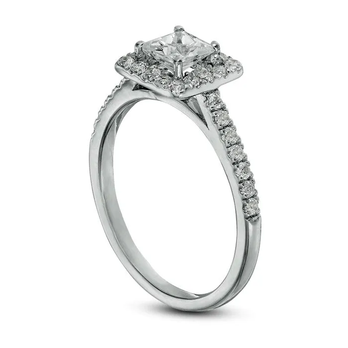 Goldia Rings 10 CT TW PrincessCut Natural Diamond Frame Engagement Ring in Solid 14K White Gold Goldia Rings 10 CT TW PrincessCut Natural Diamond Frame Engagement Ring in Solid 14K White Gold