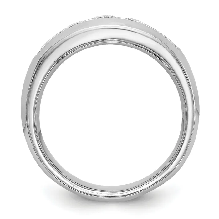 Goldia Rings 100ct CZ Solid Real 14K White Gold 5Stone Channel Wedding Band Ring