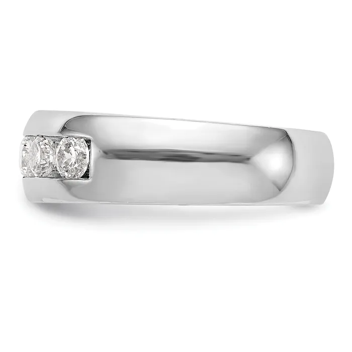 Goldia Rings 100ct CZ Solid Real 14K White Gold 5Stone Channel Wedding Band Ring