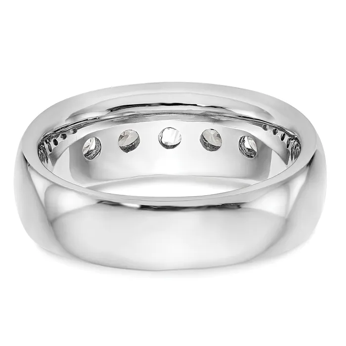 Goldia Rings 100ct CZ Solid Real 14K White Gold 5Stone Channel Wedding Band Ring