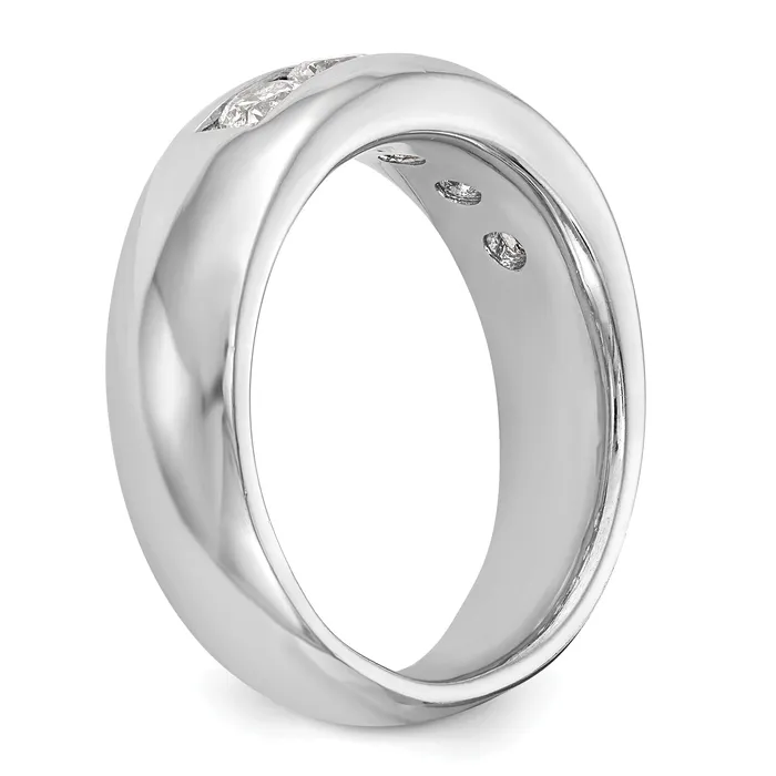 Goldia Rings 100ct CZ Solid Real 14K White Gold 5Stone Channel Wedding Band Ring