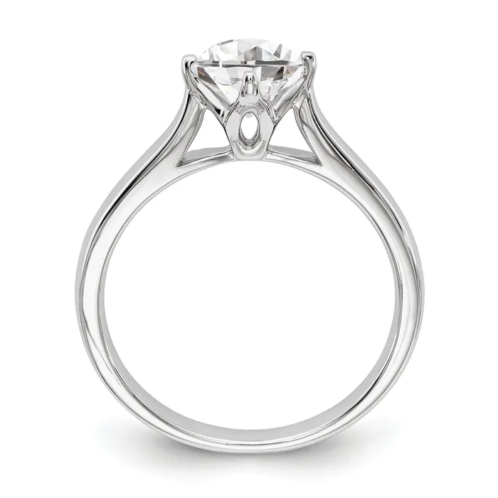 Goldia Rings 100ct CZ Solid Real 14K White Gold Round Solitaire Engagement Ring Engagement Polished