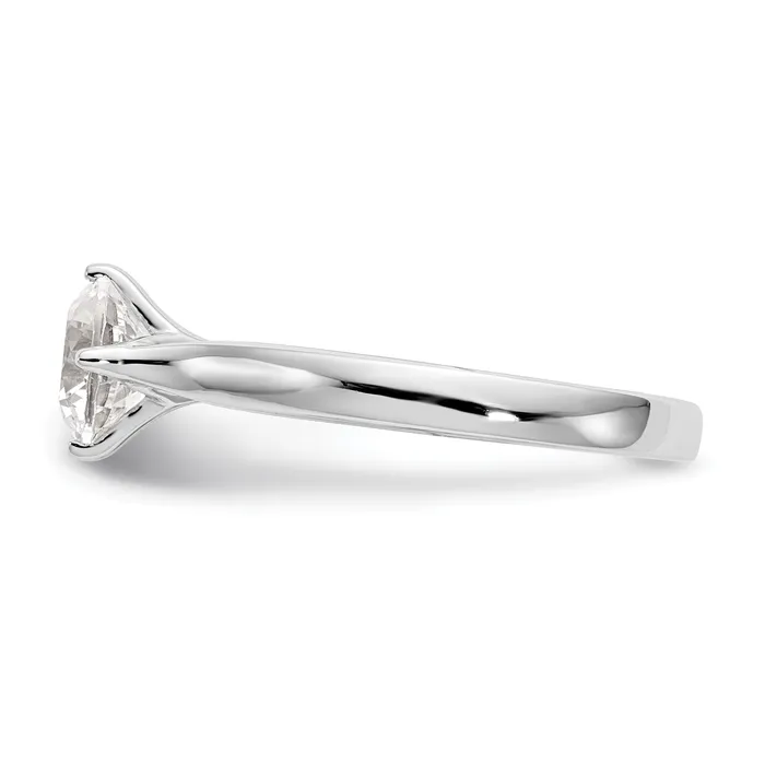 Goldia Rings 100ct CZ Solid Real 14K White Gold Round Solitaire Engagement Ring Engagement Polished