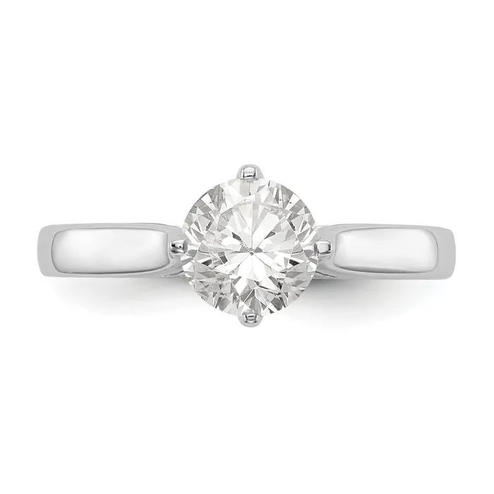 Goldia Rings 100ct CZ Solid Real 14K White Gold Round Solitaire Engagement Ring Engagement Polished