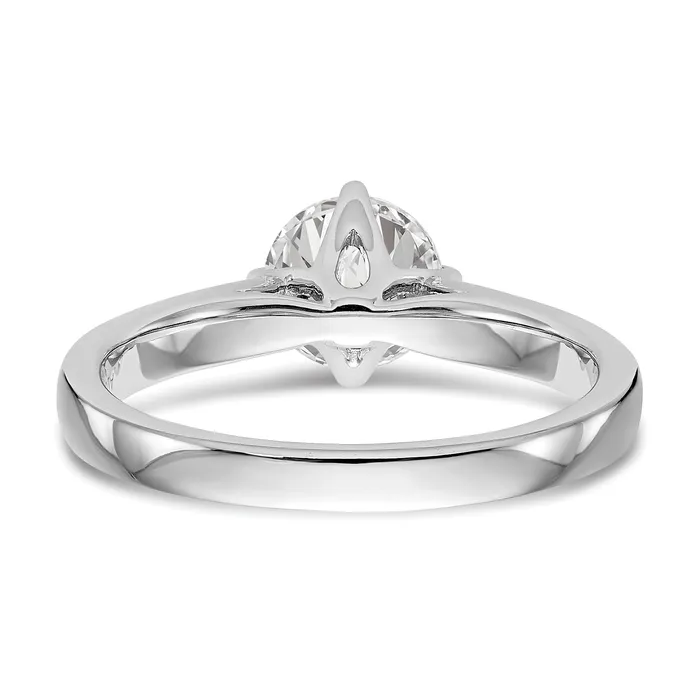 Goldia Rings 100ct CZ Solid Real 14K White Gold Round Solitaire Engagement Ring Engagement Polished