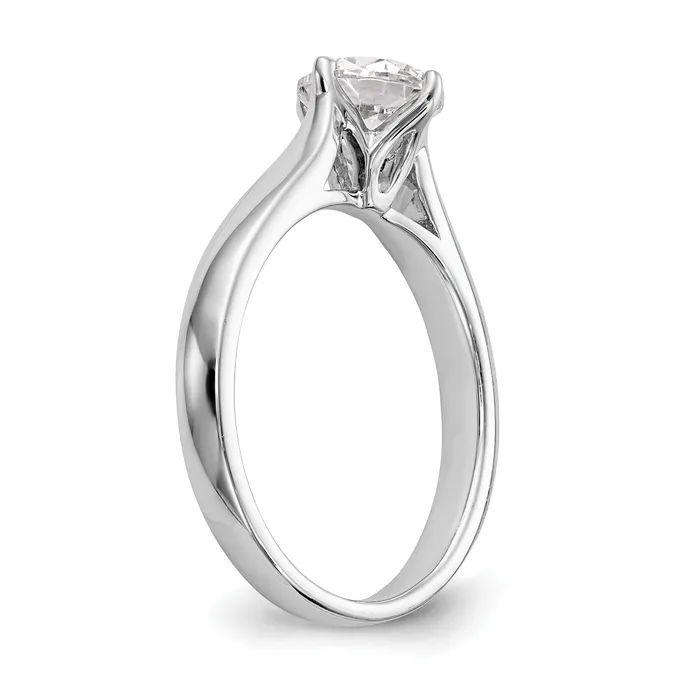 Goldia Rings 100ct CZ Solid Real 14K White Gold Round Solitaire Engagement Ring Engagement Polished