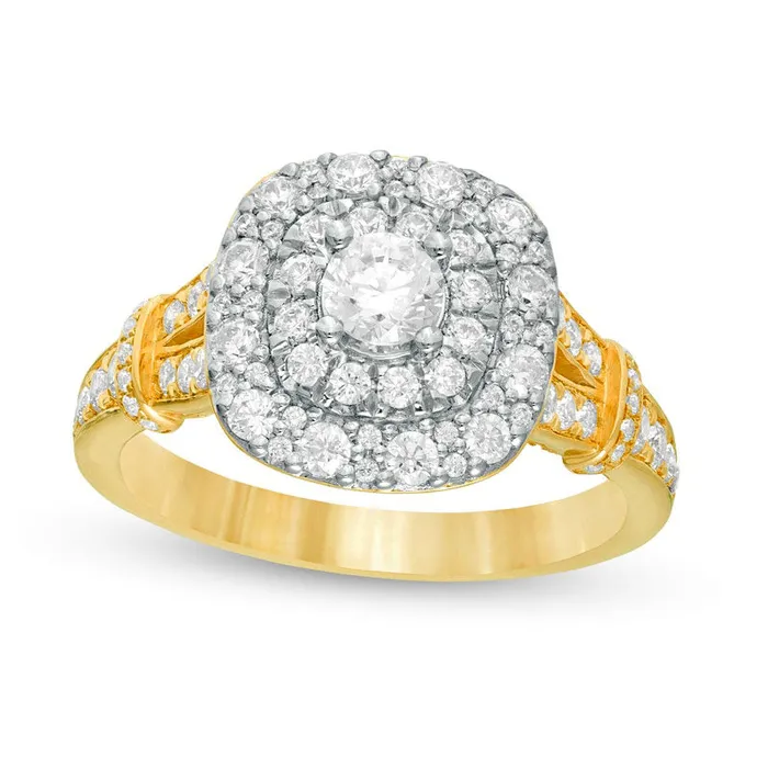 Goldia Rings 120 CT TW Natural Diamond Double Cushion Frame Collar Engagement Ring in Solid 14K Gold Goldia Rings 120 CT TW Natural Diamond Double Cushion Frame Collar Engagement Ring in Solid 14K Gold
