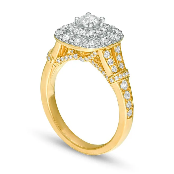 Goldia Rings 120 CT TW Natural Diamond Double Cushion Frame Collar Engagement Ring in Solid 14K Gold Goldia Rings 120 CT TW Natural Diamond Double Cushion Frame Collar Engagement Ring in Solid 14K Gold