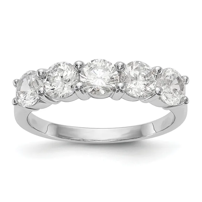 Goldia Rings 165ct CZ Solid Real 14K White Gold 5Stone Wedding Band Ring