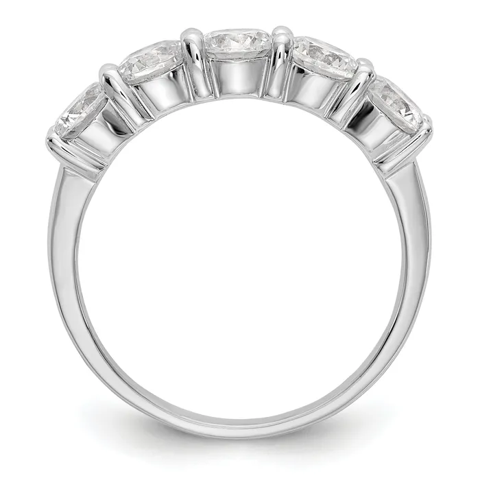 Goldia Rings 165ct CZ Solid Real 14K White Gold 5Stone Wedding Band Ring