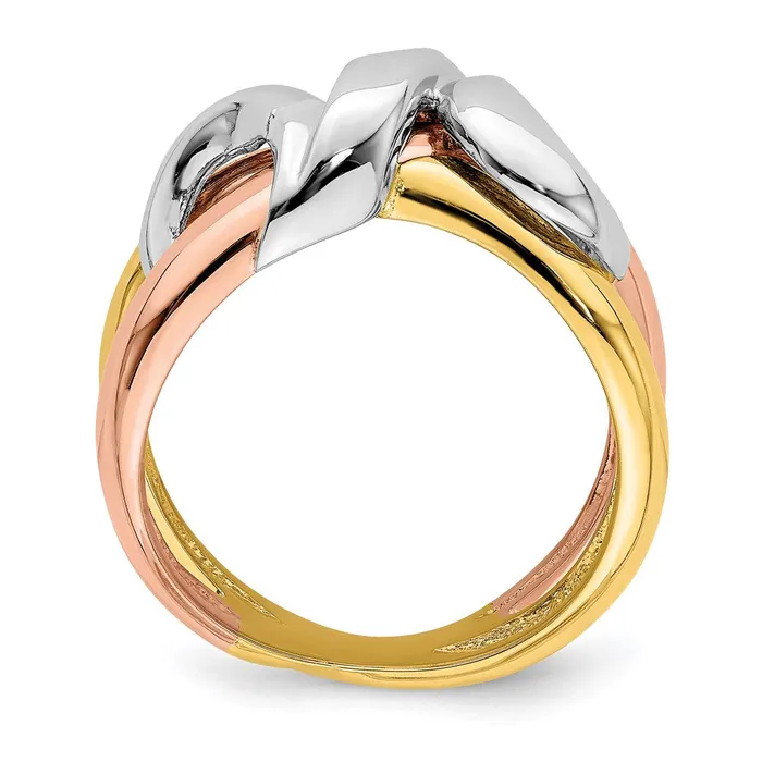 Goldia Rings 14k Tricolor Gold Polished Swirl Design Band