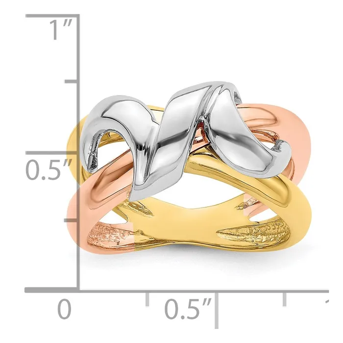 Goldia Rings 14k Tricolor Gold Polished Swirl Design Band