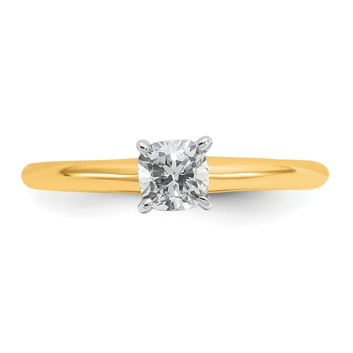 Goldia Rings 14k Twotone 12 Ct Certified Lab Grown Diamond VSSI G Cushion Solitare Engagement Ring