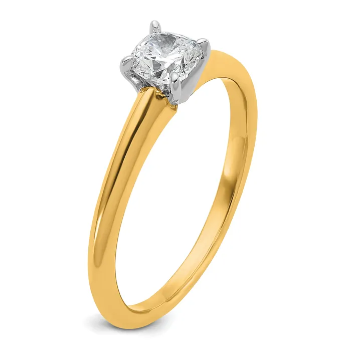 Goldia Rings 14k Twotone 12 Ct Certified Lab Grown Diamond VSSI G Cushion Solitare Engagement Ring