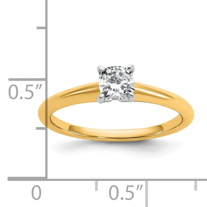 Goldia Rings 14k Twotone 12 Ct Certified Lab Grown Diamond VSSI G Cushion Solitare Engagement Ring
