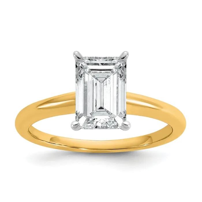 Goldia Rings 14k Twotone 2 Ct Certified Lab Grown Diamond VSSI G Emerald Solitare Engagement Ring Goldia Rings 14k Twotone 2 Ct Certified Lab Grown Diamond VSSI G Emerald Solitare Engagement Ring