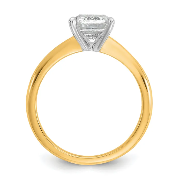 Goldia Rings 14k Twotone 2 Ct Certified Lab Grown Diamond VSSI G Emerald Solitare Engagement Ring