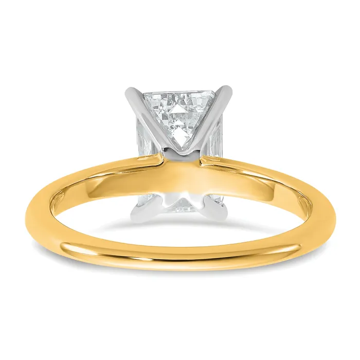 Goldia Rings 14k Twotone 2 Ct Certified Lab Grown Diamond VSSI G Emerald Solitare Engagement Ring