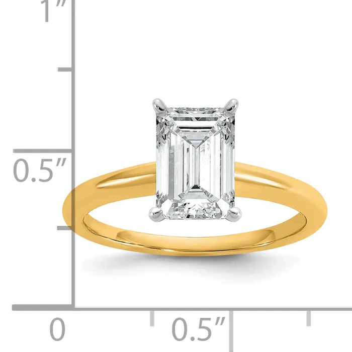 Goldia Rings 14k Twotone 2 Ct Certified Lab Grown Diamond VSSI G Emerald Solitare Engagement Ring